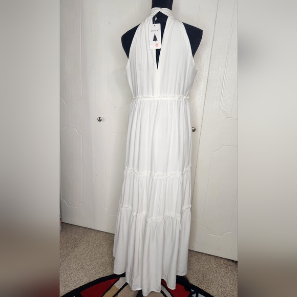 SOLD Zessika White Halter Ruffle Maxi Dress - Picture 4 of 9